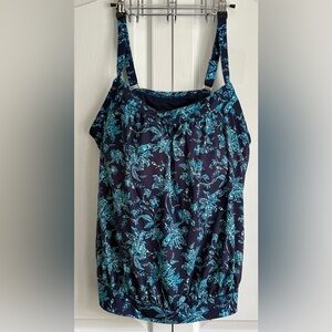 LANDS END WOMENS SWIMSUIT, 2 PIECE, BLUE PRINT, size 24W